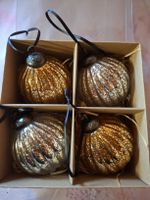 neu: 4er Set Christbaumkugeln Glas gold/silber antik Optik