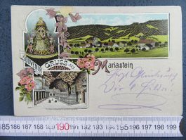SOUVENIR GRUSS AUS MARIASTEIN 3BILD-LITHO 1907 SO AK