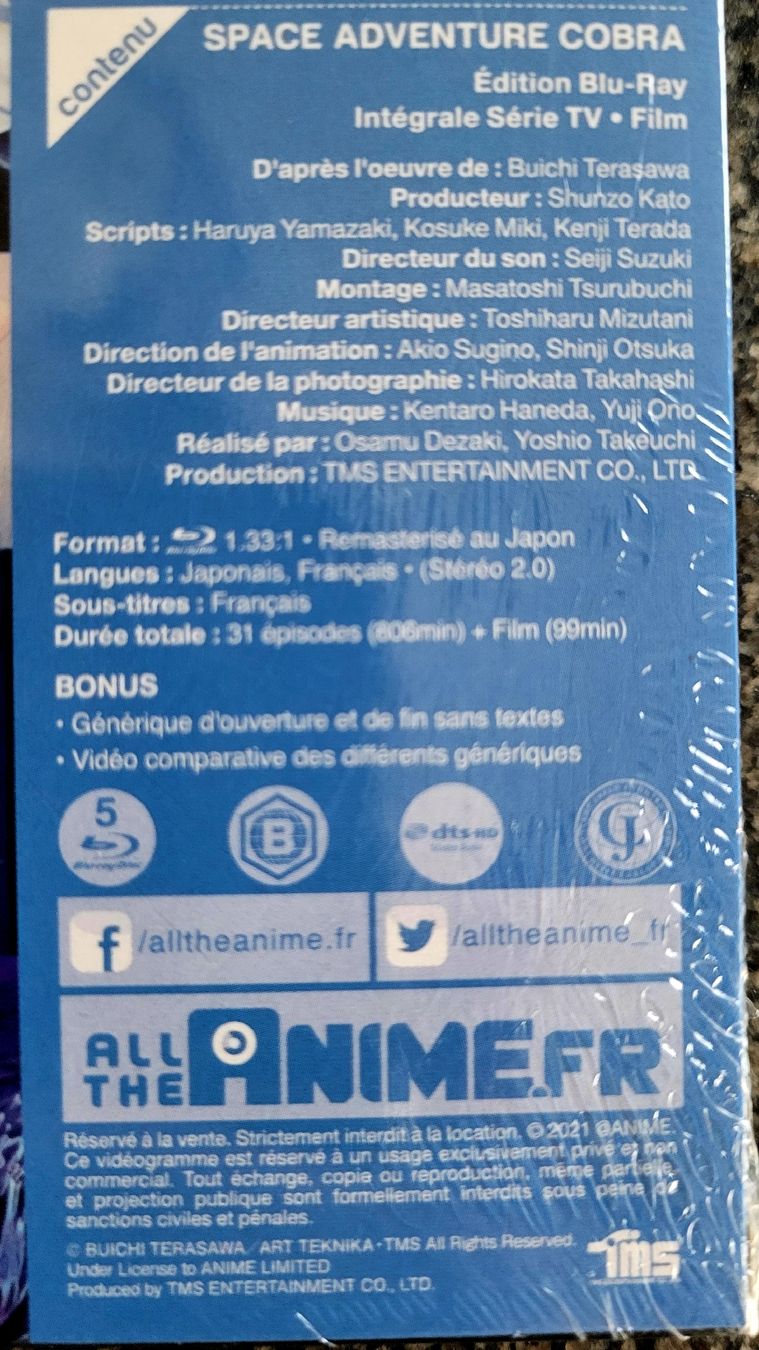 Tutti i DVDs: Cobra - Space Adventure - Blu-Ray - Edition Intégrale – Nuovo (secondo la descrizione) da Montet (Glâne) venduto da KOADA 4