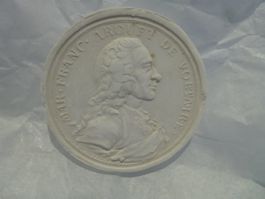 Entwurf Münze Medaille Gips / Voltaire 1694-1778