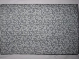 Baumwollstoff hellgrau mit blauem Muster