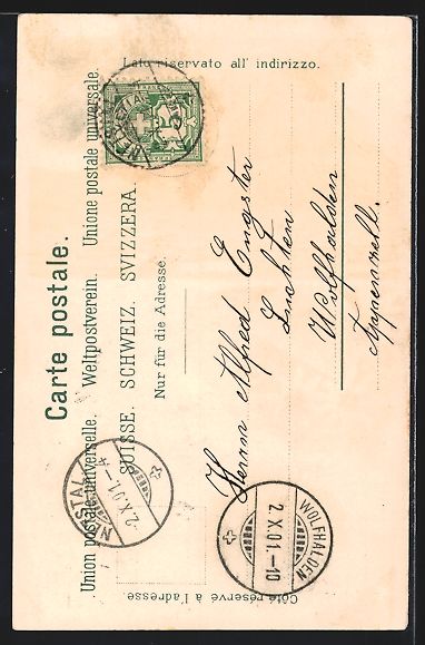 Cartes postales: Litho Glarus, Ortsansicht mit Berg, Edel – D'occasion à Berlin par bartko-reher 1