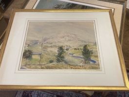 Aquarell Landschaft monogrammiert