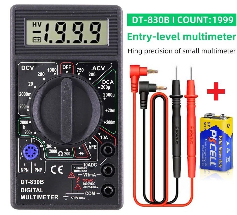 Misurare: NEU DT830B AC/DC Digital Multimeter Tester + Batterie 9V – Nuovo (secondo la descrizione) da Badäl venduto da RYzeR9980X4D