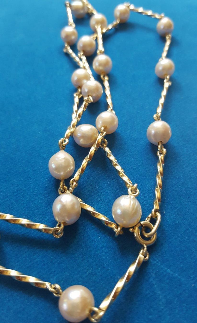 Catenine: Massiv 585 Gold Kette mit Perlen – Usato da Wald ZH venduto da Aniade 3