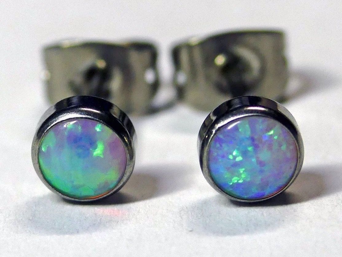 Orecchini pendenti & Orecchini a lobo: Ohrsteker aus Titanium mit Opal – Nuovo e nell'imballaggio originale da Matten b. Interlaken venduto da kero71 2