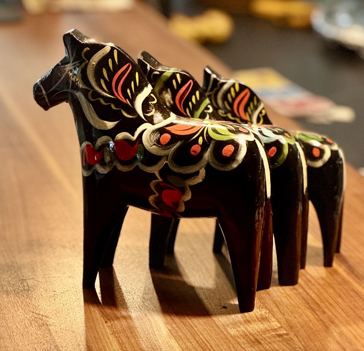 Statuette: Drei Dala -Pferde schwarz, Nils Olsson – Usato da Baar venduto da Freethy 8