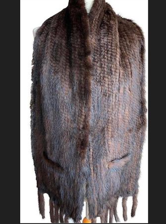 Étole en fourrure véritable VISON marron foncé 