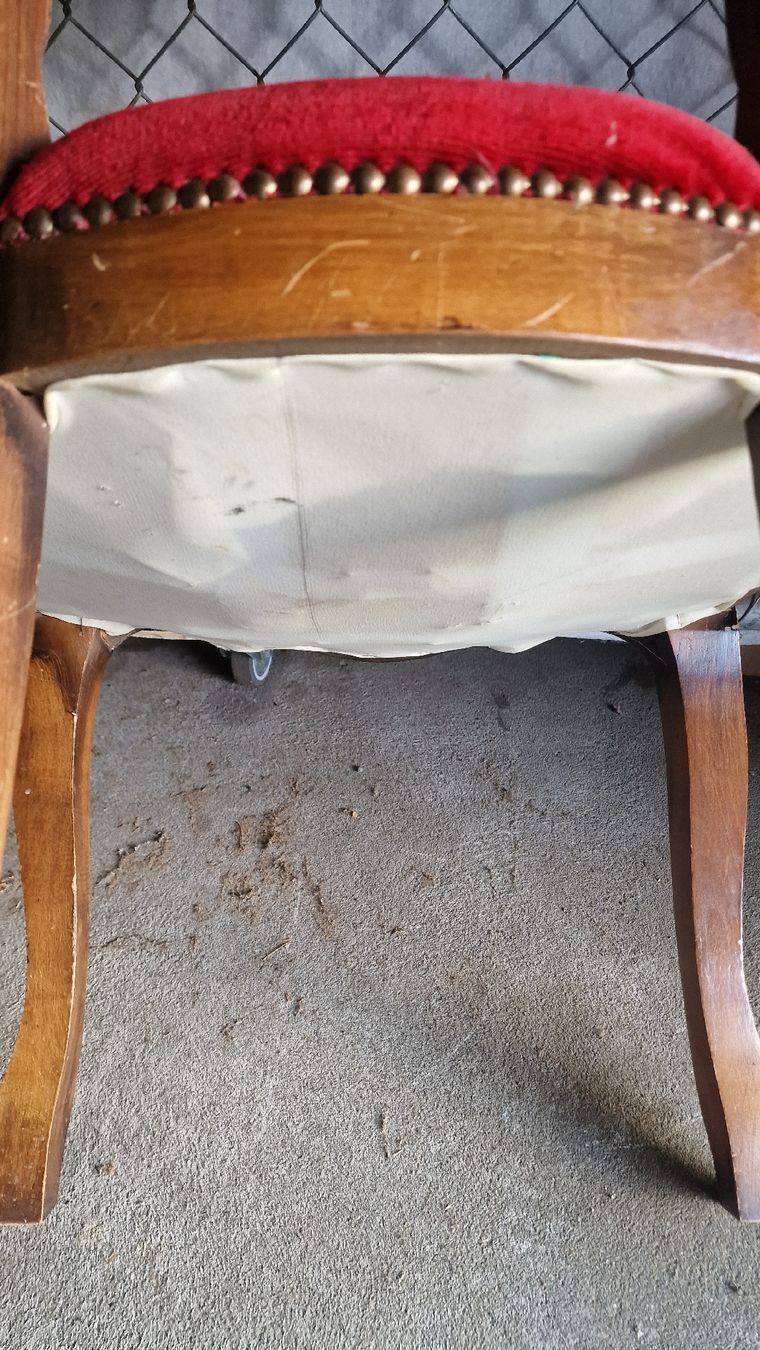 Sedie: Antiker Stuhl mit rotem Samtbezug, Shabby Chic Chic  – Usato da Herisau venduto da Antiques.AR 2