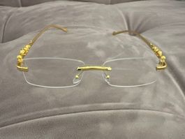 Elegante, goldene Brille mit Strass-Details - Neuwertig!