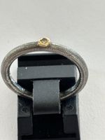 Silberring mit Diamant in 18 Karat Goldfassung Handgemacht 