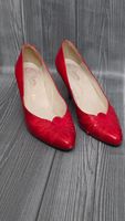 Vintage Pumps │ 36 │ Signalrot mit Applikationen