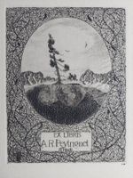 Exlibris Walter Kornhas (St. Moritz) Original Radierung 1915