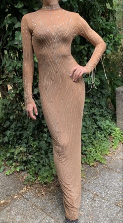 Glamour Maxi Abito da sera-con strass-tgS/M/L-nuovo