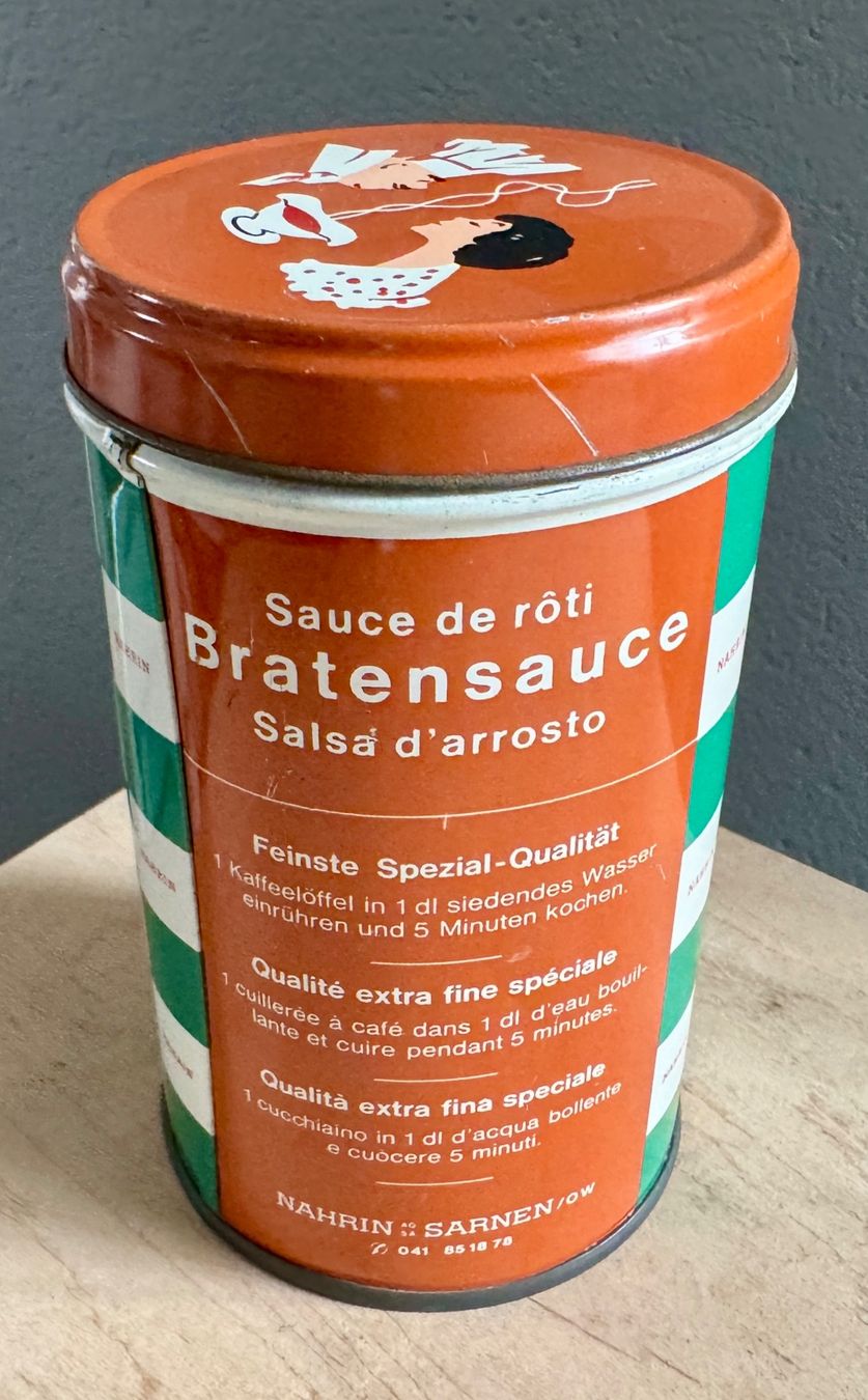 Barattoli: Dekorative alte Blechdose NAHRIN Sarnen Bratensauce – Usato da Rothrist venduto da Luckywinner 3