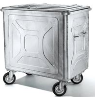 Conteneur métallique galvanisé 800 L sur roulettes
