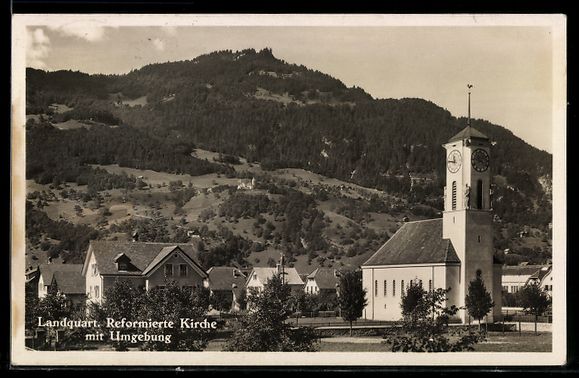 Cartoline postali: AK Landquart, Reformierte Kirche mit Umgebung – Usato da Berlin venduto da bartko-reher