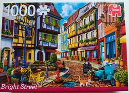 1000 Puzzle Jumbo. Bright Street, Städtchen mit farbigen 🏘️