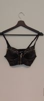 Black faux leather and lace lingerie bustier, size M