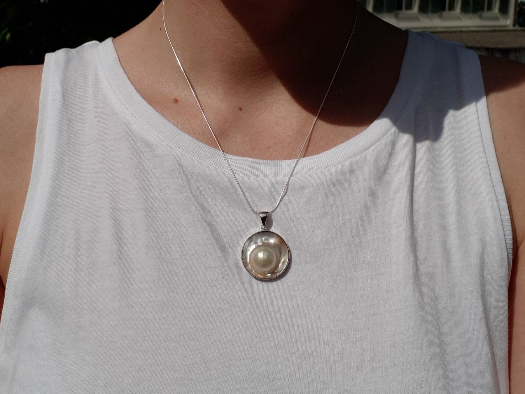 Catenine: Neu, marbe Perlekette silber – Nuovo e nell'imballaggio originale da Richterswil venduto da Viorella 1