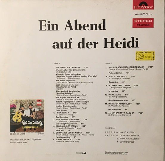 Dischi in vinile: Ein Abend auf der Heidi (LP) – Usato da Grüningen venduto da azulmarron 1