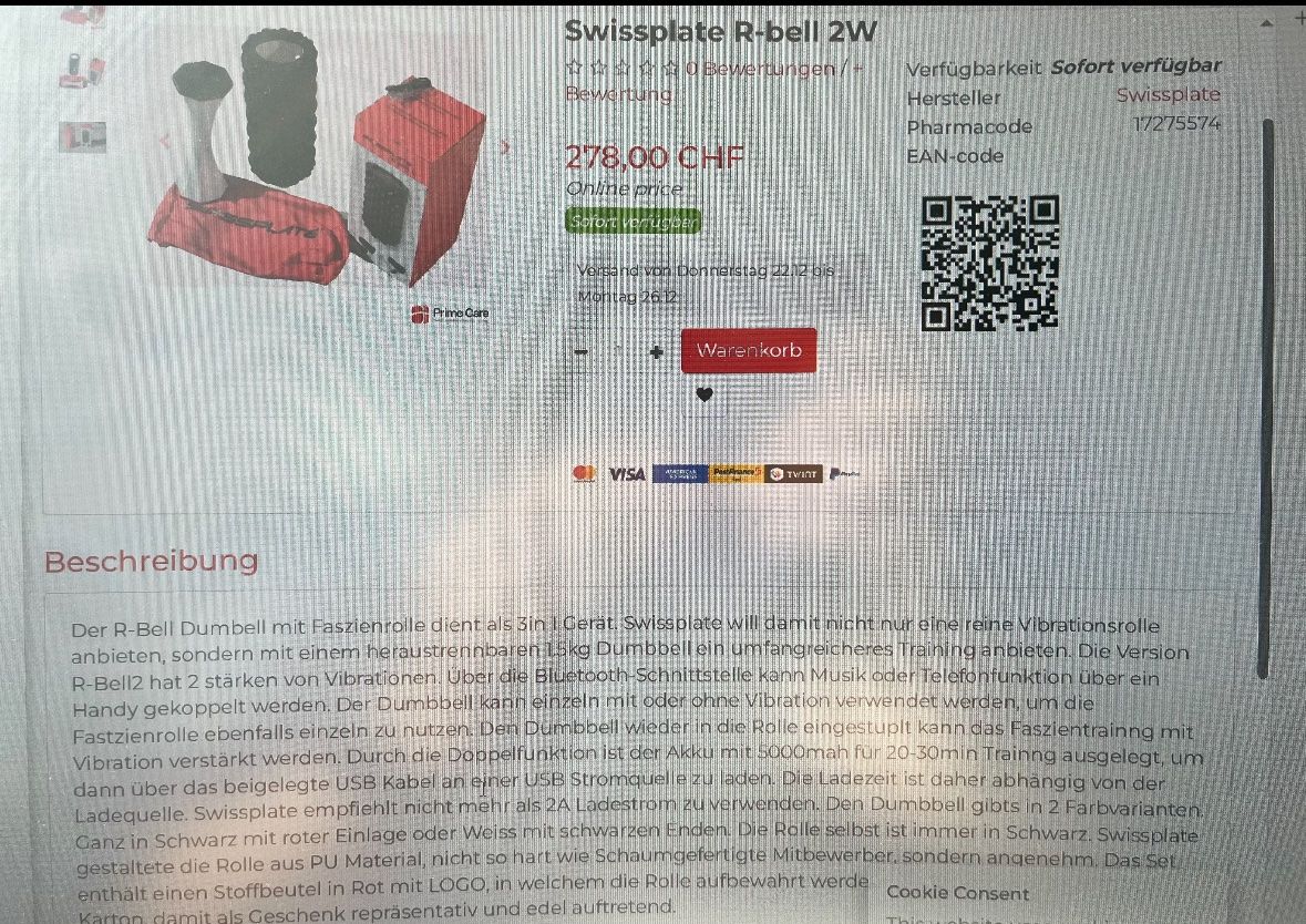 Dispositivi per massaggi: Faszienrolle Massagerolle Vibration Roll – Nuovo (secondo la descrizione) da Bremgarten AG venduto da david12345 8