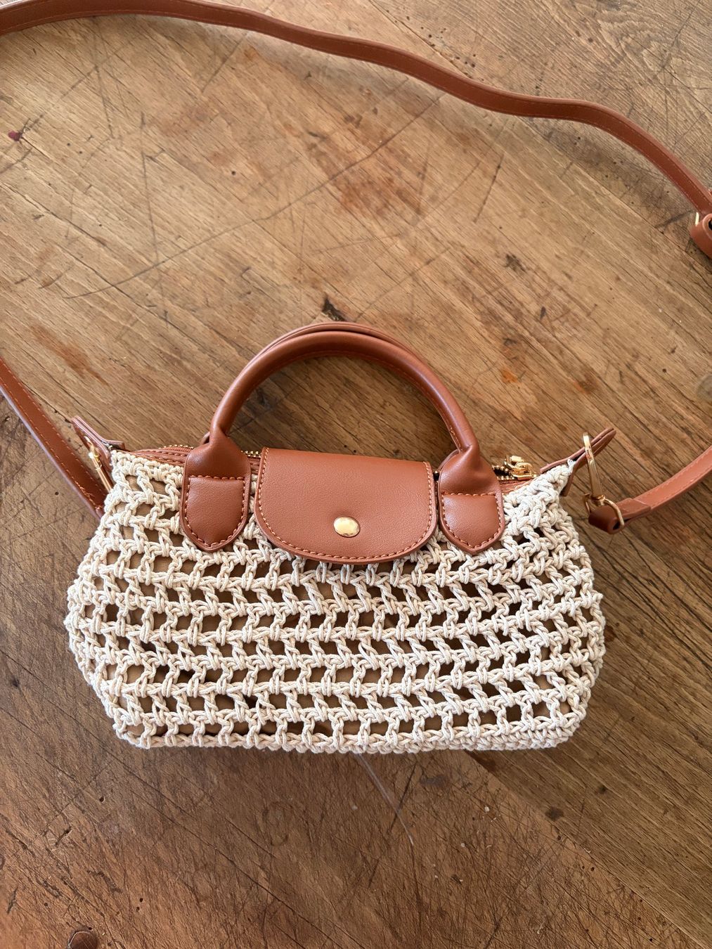 Borse da donna: Tasche gehäkelt beige Ledergriffe neu – Nuovo (secondo la descrizione) da Zürich venduto da lel_m7wy