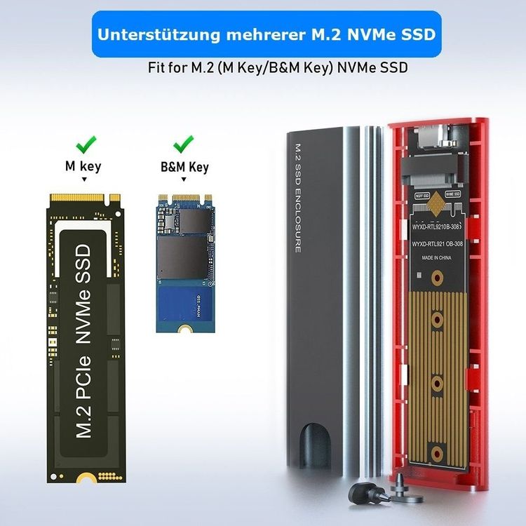 M.2 NVME SATA SSD Gehäuse, PCIe USB 3.1, 10Gbps | Kaufen auf Ricardo