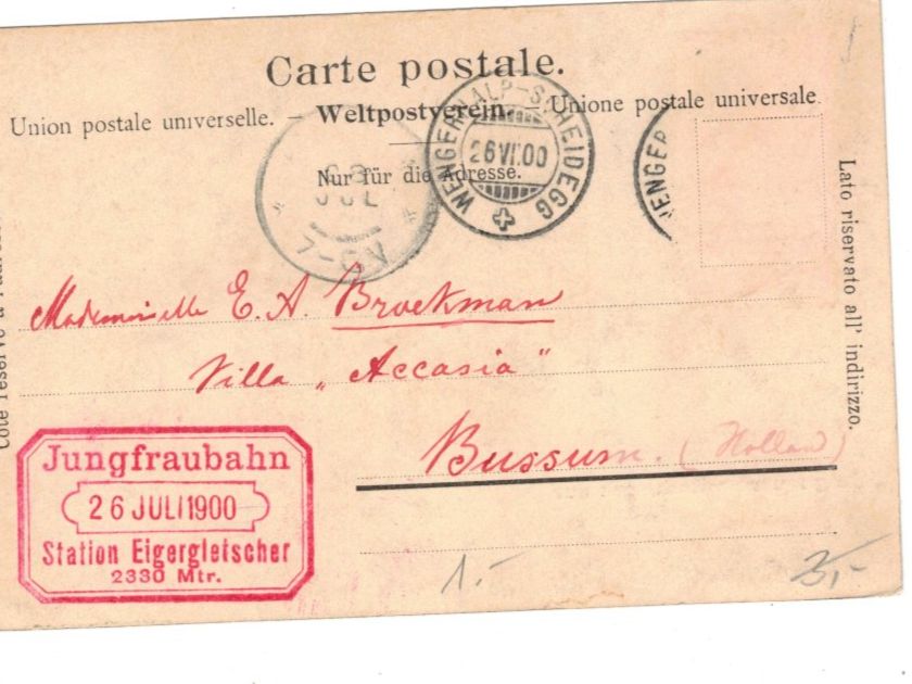 Cartoline postali: Jungfraujoch Eigergletscher Eiger Jungfraubahn – Usato da Widnau venduto da Seppl480 1