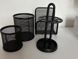 Schreibtisch-Organizer Set, Metall, Schwarz, Top Zustand!