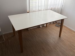 Esstisch ausziehbar Holz weiss 90 x 160-210 cm