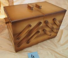 Ancienne Boîte à couture bois vintage 3 étages