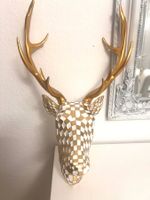 Hirsch Hirschgeweih gold weiss Art Deco NEU