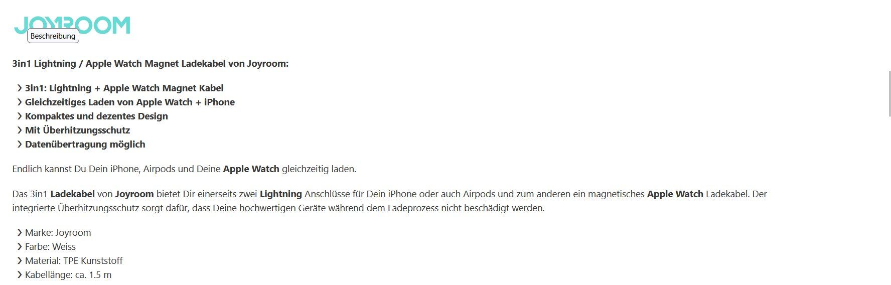 Apple Cavi: Ladekabel zu iWatch – Nuovo (secondo la descrizione) da Urtenen-Schönbühl venduto da Aschi20 1