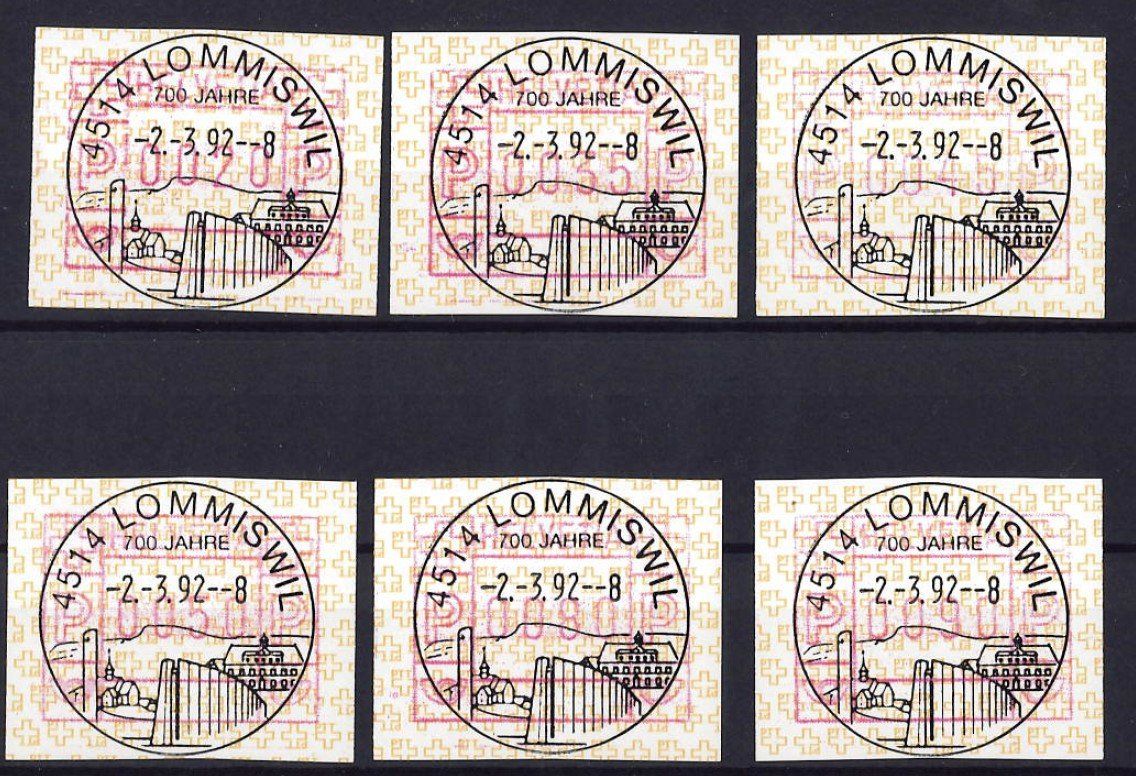 Alle Briefmarken: 6 ATMs von Lommiswil – Gebraucht aus Bellach von qsearch