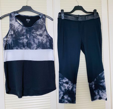 3/4-Gymnastik Hose mit passendem Sporttop, Gr. M/L, NEU
