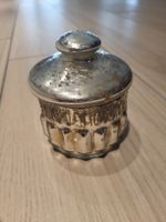 Dose aus Glas mit Deckel in Silberoptik Vintage 