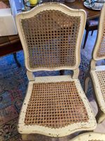 6 Antike Stühle m. Wienergeflecht beige/grün, Louis Philippe