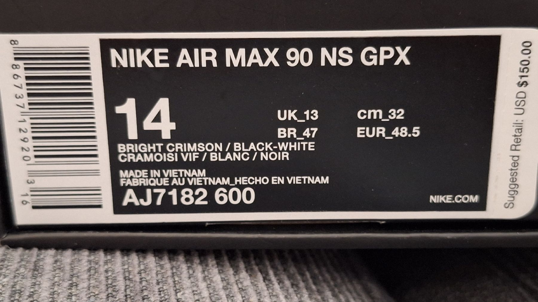Nike Herrenschuhe: Nike Air Max 90 Bright Crimson 48.5 – Neu und originalverpackt aus S. Pietro von Ema.1977 9