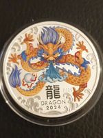 1Oz.Ag 2024 Australien "Year of the dragon" coloriert - stgl