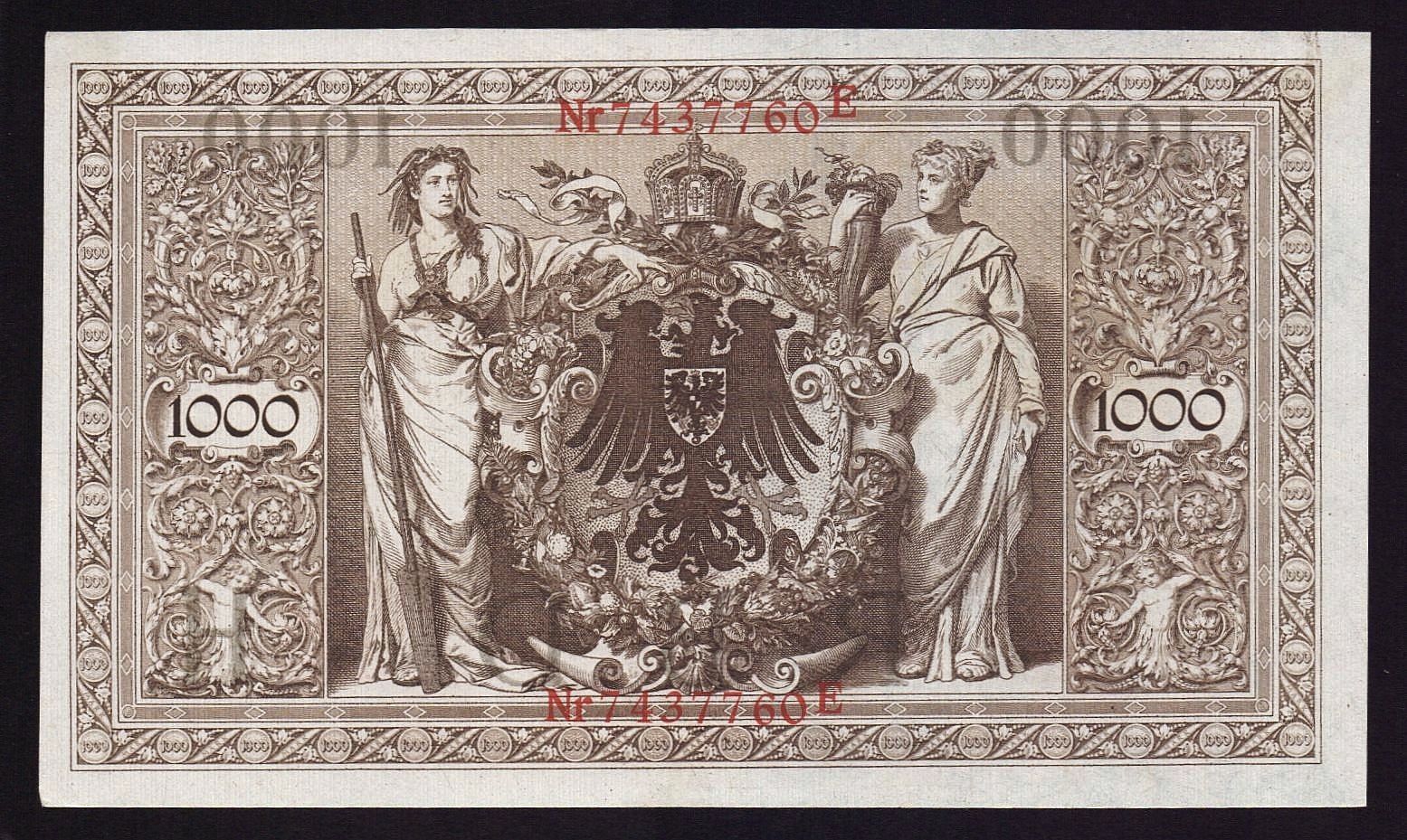 Banknoten: 1000 Mark 1910 UNZ – Neu (gemäss Beschreibung) aus Flamatt von samowarow 3