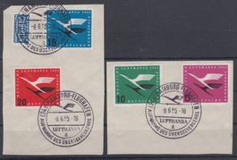 BRD 1955: Lufthansa Serie auf Briefstücken