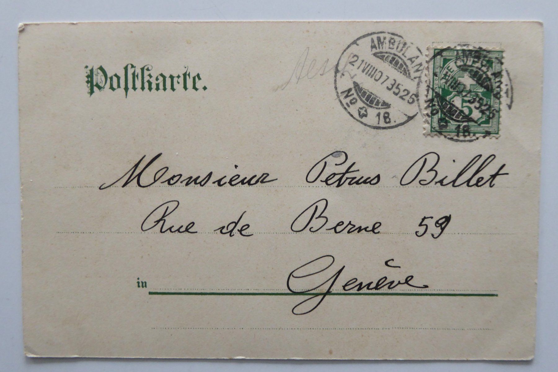 Cartoline postali: Gruss aus Aesch vom 20.8.1907 – Usato da Aesch BL venduto da Kauri1 1
