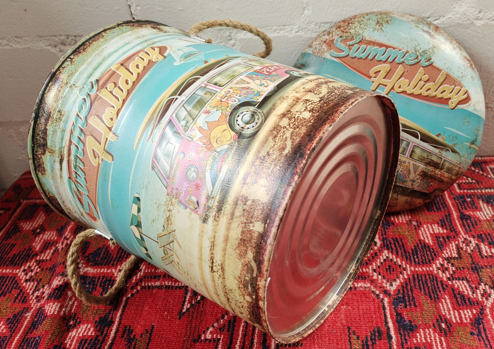 Hocker: Vintage Hocker "Summer Holiday" mit Deckel, Retro Stil – Gebraucht aus Rheinsulz von Dred 3