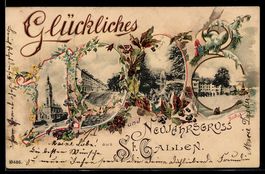 AK St. Gallen, Neujahrsgruss & Stadtansichten