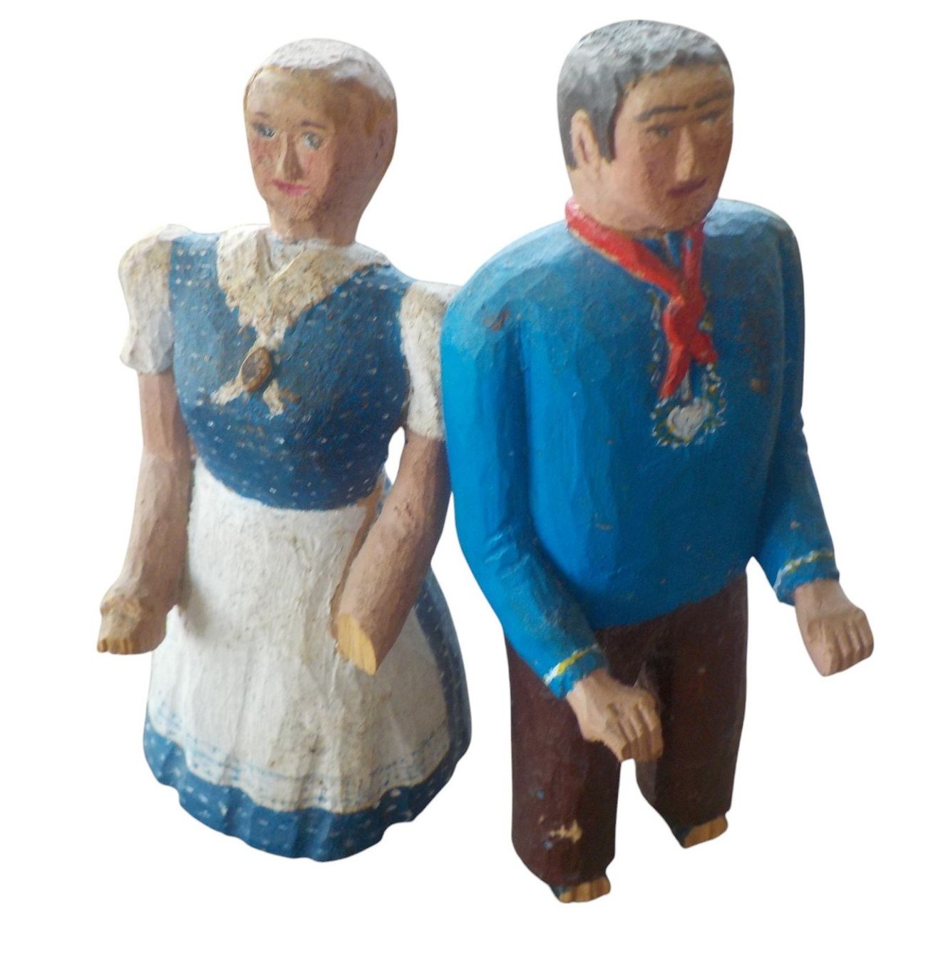 Statuette: Holzfiguren antik - Senn und Sennerin – Usato da Mörschwil venduto da antiksalon 1