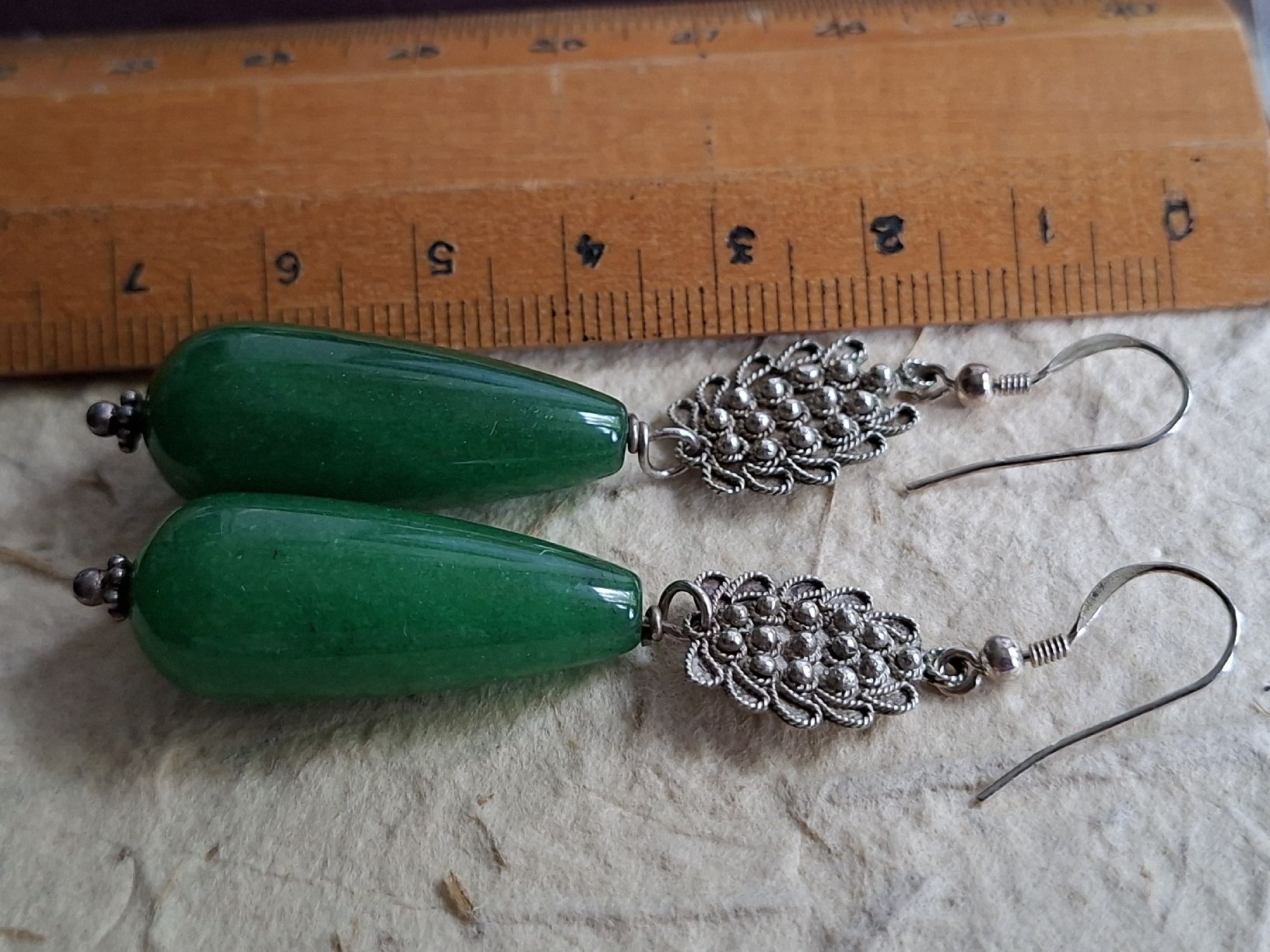 Orecchini pendenti & Orecchini a lobo: Antike Jugendstil Ohrhänger Silber Jade – Usato da Barzheim venduto da spitz01 3