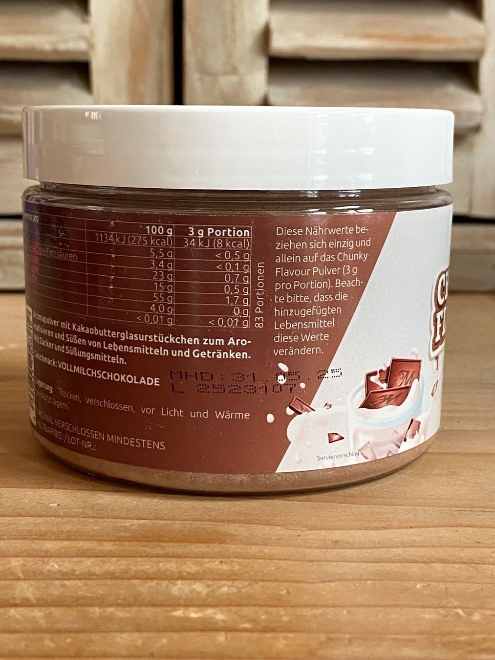 More Nutrition Lebensmittel & Spezialitäten: Chunky Flavour Feine Vollmilchschokolade – Neu und originalverpackt aus Altdorf SH von  1