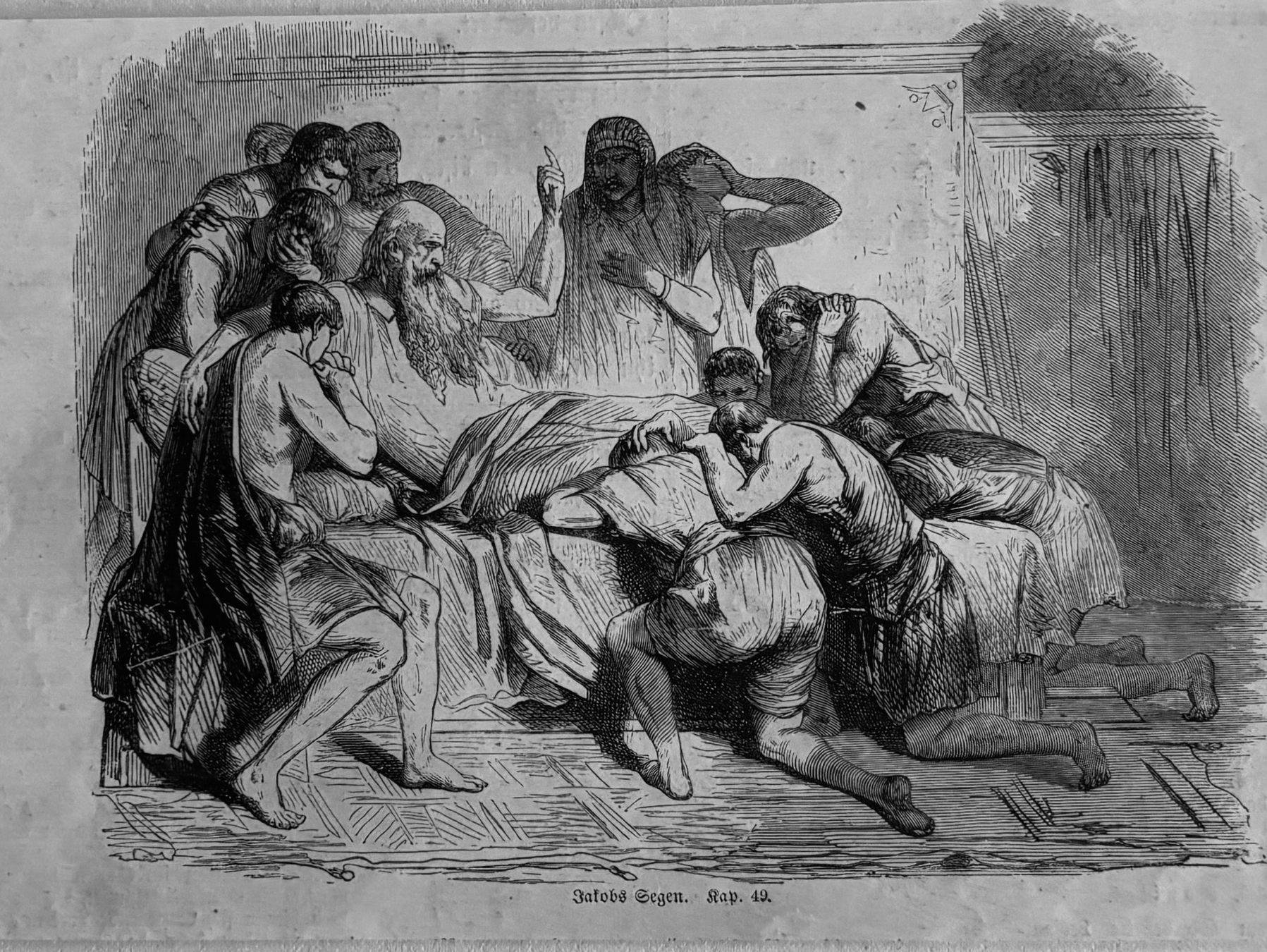 Incisioni: Holzstich 1862 - Jakobs Segen – Usato da Frauenfeld venduto da Merk52