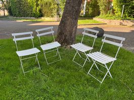4er Set Gartenstühle weiss, modern & klappbar